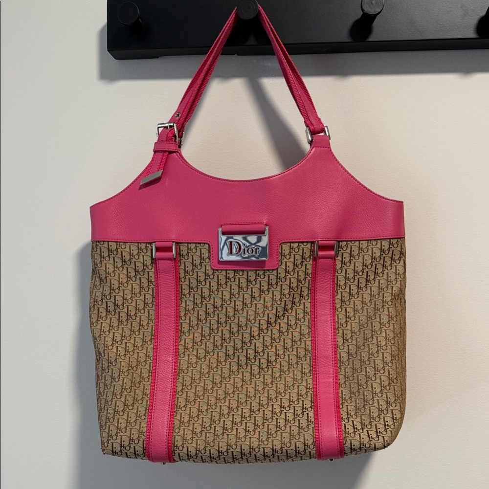 Christian Dior Oblique Monogram Pink and Brown Tote Bag